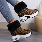 Women Warm Sneaker 2024 Female Casual Push Lined Side Zipper Short Boots Ankle Snow Boots for Ladies Platform Wedge