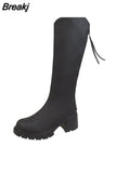 Women High Boots Winter 2023 New Chunky Shoes Woman Fashion Knee High Platform Mid Heels Gladiator Motorcycle Boots