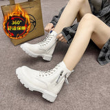 Breakj Boots Women 2025 Autumn And Winter New British Wind Coarse And Velvet Locomotive Boots Fashion Double Zipper Leisure Martin