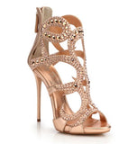 Sexy Luxury High-Heeled Sandals Stilettos Banquet Party Shoes Gold Champagne