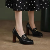 Heels Women's Thick Heel Waterproof Platform Spring 2024 New British Vintage Casual Midmouth Square Head Single