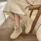 Breakj Winter New Hairy Snow Boots Women Add Velvet Add Thick Warm Cotton Shoes Wool Shoes Big Cotton Ankle Boots