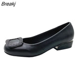 Women Fashion Red Pu Leather Short Square Heel Pumps Lady Casual High Quality Sky Blue Comfort Office