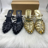 Breakj Home 2025 New Ins Fashion Show Gold With Simple Toe Women's Shoes