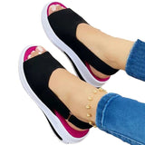 Women's Shoes Platform Sandals Stretch Fabric Fashion Shoes Women Comfort Walking Ladies Sandalias Female Casual