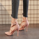 Breakj Sexy Pointed Single Shoes Cross-Tied High Heels Women 2025 New Banquet Temperament Fine Heel
