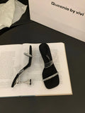Breakj High-Level Transparent With A Word Slippers Women's Shoes Wearing 2025 Summer Water Drill Cool Drag High Heel