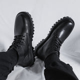 Breakj Winter New Thick Bottom Add Velvet 6 Hole British Wind Trend Martin Boots Warm Plus Fur Men's Ankle Boots