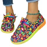 Breakj New Large-Size Lace With Color Low-Top Single Shoes Women Graffiti Slacker Canvas Flat-Soled Single