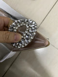 Large-Size Pointed Thin Heel Sandals Women's Bunhead Water Drill High Heel Fashion Cool Drag Heel