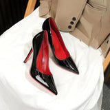 Breakj Bed Cannon Shoes Women's Fine Heel 2025 Spring And Autumn 2025 New Black Red-Soled 10 Cm Large-Size Tip Single