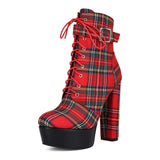 Breakj Water Table Thousand Bird Lattice With Thick High And Large Code 47 Female Short Boots