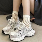 Breakj Luth's Same Silver-Thick Old Father Girl 2025 Summer Breathable Height Up Casual Sneakers In