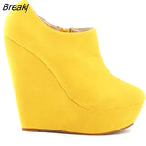 Autumn Winter Boots For Women Wedges Platform Flock Women's Ankle Fashion Short Boot Shoes
