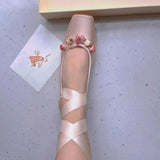 Classic Silk Ballet Shoes Lace up Ballet Shoes Women Round Toe Bowtie Women Flats Elegant Valentine Shoes
