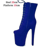Sexy Combat Fetish 8 Inch High Heels Platform Ankle Boots Women Winter Gothic Shoes 20CM ArmyGreen Pole Dancing