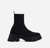 New Women's Boots Couple Socks Shoes Women's New Thick-soled Casual Knitted Short Boots Women's Thick