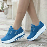 Sneakers 2021 Breathable Waterproof Wedges Platform Vulcanize Shoes Woman Pu Leather Casual Shoes Tenis