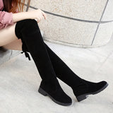 New 2023 Women's Boots Suede Over The Knee Boots Low Heel Flat And Cotton Thermal Sleeve Women's