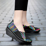 Women Plus Size 35-42 for Women 2024 Wedges Platform Sneakers Fashion Weave Hollow Ladies Loafers Slip-on Casual