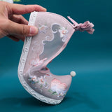 Breakj Shoes Bow Shoes Hanfu Shoes Nail Beads National Style Ancient Costume Mesh Embroidered Cloth Shoes Summer Female