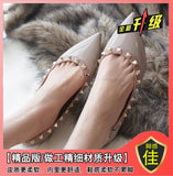 Breakj Temperament Small Fragrant Evening Wind Tip Single Shoes Women Shallow Mouth 2025 New Spring And Autumn Flat Bottom Shoes Rivet