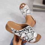Breakj New Summer Wedge Slippers Female Sandals Thick Platform Plus Size One-Word