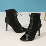Breakj Fine High Heel Sandals Lace Fish Mouth Sexy Cool Boots Party Dance