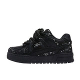 Breakj Shoes Destruction Aesthetics Splash Ink Series Street Small Black Shoes Rope Bread Shoes And Shoes Couple Fashion