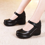 Head High Heel Waterproof Platform Single Shoes Large Size 43 Velcro Thick Soles Middle-Aged And Elderly Mother Shoes Women's