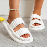 Women's Indoor Furry Thick Sole Slippers Fashion Fluffy Double Strap Home Slippers Women 2023 Winter Open Toe Platform