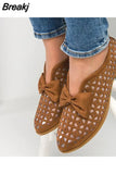 2023 Hot Hollow Out Loafers Bowtie Women Flats Pointed Toe Woman Platform Women's Plus Size Womens Shoes Comfort