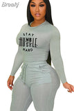 Solid Women Skinny Two Piece Sets Spring Bodycon Tracksuits Dollar Print Top And Leggings Pants 2pcs Outfits 2023