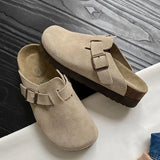 Breakj Bottom Lazy Man Bag Head Slippers Women 2025 Spring New Half-Slipper Belt Buckle Single Shoes In