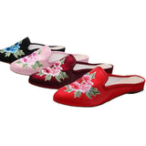 Breakj Tip Fashion Collocation Cheongsam Peony Embroidered Cloth Slippers Women Shoes Cloth