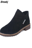 Korean Side Zipper Short Boots Female Low Chelsea Boots Non Slip Frosted Faux Suede Shoes for Women Ankle Boot Size