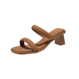 Breakj Heel One-Word Cool Slippers Women's New Summer 2025 Out Fashion French Retro Temperament High Heels Women's