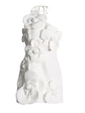 Spring 2025 New Fashion Sexy Slanted Shoulder Three-Dimensional Flower Design Feel Waist High Sense Short Dress