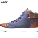 Autumn Winter Male Footwear Patchwork Flats sneakers High Top Men Shoes Canvas Men Casual Shoes BIG Size