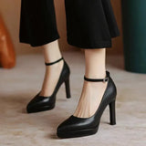 Spring and Autumn Season New Fashion Pointed Shallow Mouth One Line Buckle Solid Color Women's Mary Jane Single