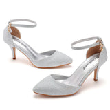 Breakj Cm Large-Size Sandals Fine-Heeled Sandals Gold-Slilight Pointed Sandals Women's Stage Banquet Women's