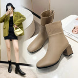 Breakj And Short Boots Women 2025 Autumn And Winter Korean Version Of The New Knitted Wool Head High Fashion