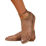2023 New Style Round Head Low With Hollow Out Web Celebrity Diamond Short Summer Sexy Large Size Women's