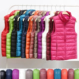 2023 Women Women Ultra Light Down Vests Slim Sleeveless Jacket Portable Girl Lightweight Windproof Waistcoat size 8XL