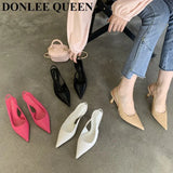Fashion Spring Slingback Sandals Women Half Wrap Pointy Toe Designer High Heel Shoe Elegant Shallow Pumps Party Dress