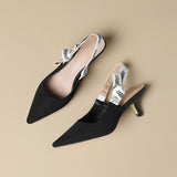 Breakj Wind Tip Temperament Black High Heels 2025 New Back Empty Fine Heel Fashion Single Shoes Light-Mouth Professional Women's