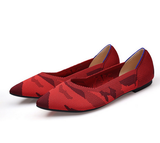 Polyester Shoes Women Spring Flats Pointy Toe Ballerinas Ladies Stretch Knitted Loafers Femme Daily Dress