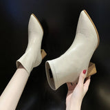 Pointed Toe Booties White Short Shoes for Woman Heeled Very High Heels Women's Ankle Boots Elastic Boot Hot Pu Goth