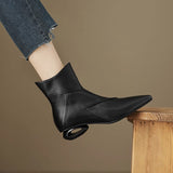 Breakj Pointy Short Boots Female 2023 New Spring And Autumn Fine High Heel Single Boots Low Heel Thin Thin Brown Thick Heel