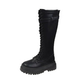 and Winter Knee-high Boots Fashion Chelsea Boots Women's PU Leather Boots Brand Design Women's Platform
